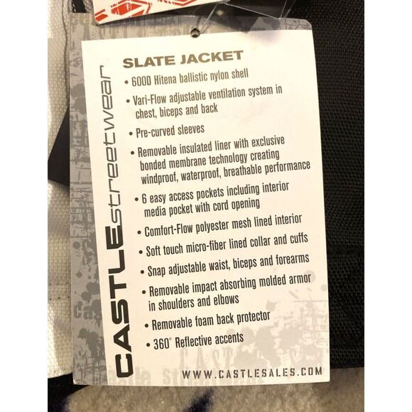 Castle Racewear Streetwear Motorcycle Slate Jacket MED Black White Pads Liner - Picture 12 of 13